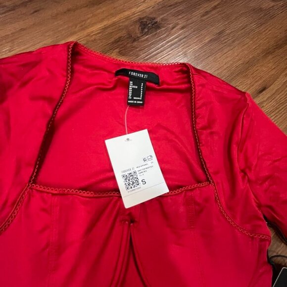 Forever 21 Red Contour Sculpt Long Sleeve Bustier Bodysuit Small - Picture 9 of 10